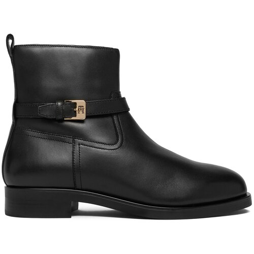 Tommy Hilfiger &Scaron;kornji Th Buckle Riding Leather Bootie FW0FW08781 Črna Cene
