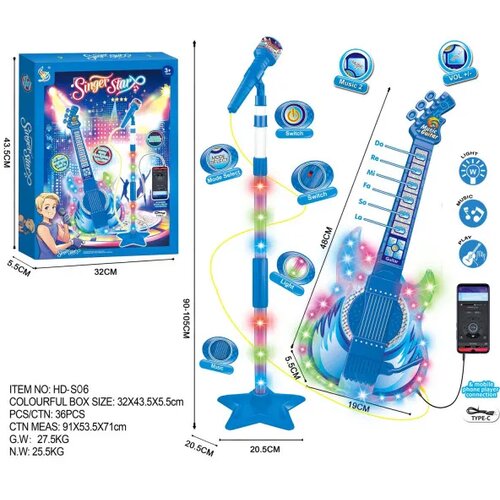 Hk Mini mikrofon sa stalkom i gitarom, plava Cene