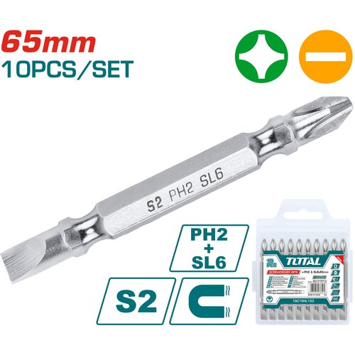 TOTAL TOOLS 10-delni set nastavkov za izvijač 65mm, serija INDUSTRIAL (TAC16HL133), (20849200) Slike