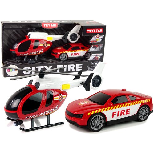  Set za igru helikopter i vatrogasni auto - crveni Cene