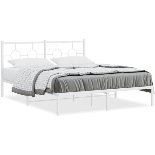 vidaXL Metalni okvir za krevet s uzglavljem bijeli 150x200 cm Cene
