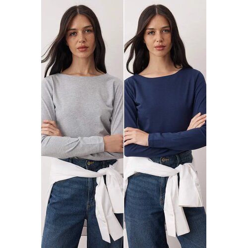 TRENDYOLMILLA ženska bluza Twoaw25Bz00062, Siva Melanž-Plava Cene