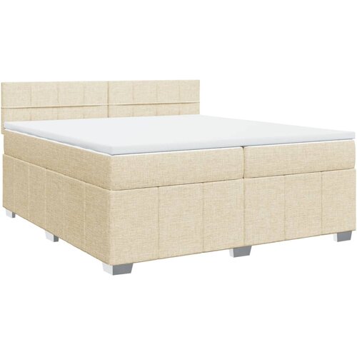 VidaXL Krevet s oprugama i madracem krem 200 x 200 cm od tkanine Slike