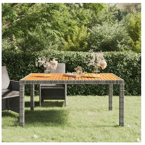  Vrtna miza 150x90x75 cm poli ratan in akacijev les siva