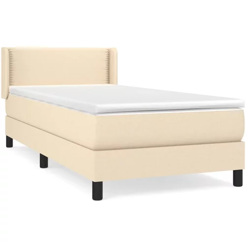 vidaXL Box spring postelja z vzmetnico krem 80x200 cm blago, (20724159)