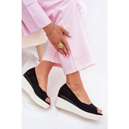 Boto Women's Wedge Sandals Made of Eco Suede Black Velira Cene