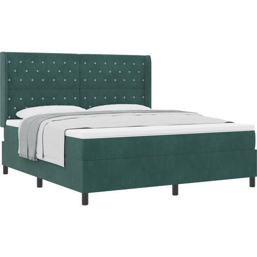 vidaXL Box spring krevet Tamnozelena 180 x 200 cm Baršun - Tamnozelena 180 x 200 cm Kristal s dugmadima Cene