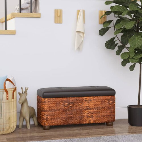 vidaXL Klop s prostorom za shranjevanje z rjavo blazino 69 cm rogoz Cene