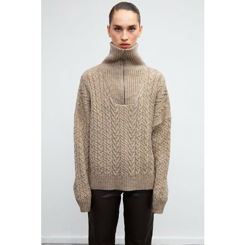 VATKALI Turtleneck Zipper Knit Sweater Slike