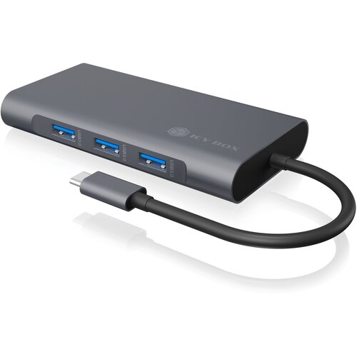 Icybox Docking stanica IB-DK4040-CPD, USB-C na 3x USB-A, RJ-45, 1x HDMI, 1x VGA, 1x 3.5mm Slike