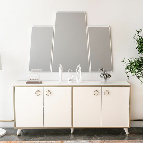 HANAH HOME forza large - white white decorative chipboard mirror Cene