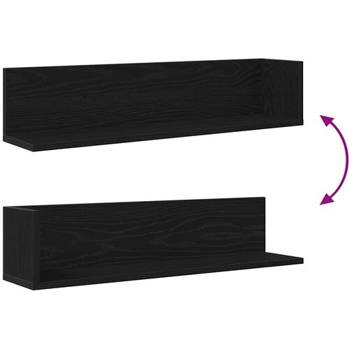  Zidne police 2 kom crne 75x16,5x16,5 cm konstruirano drvo Slike
