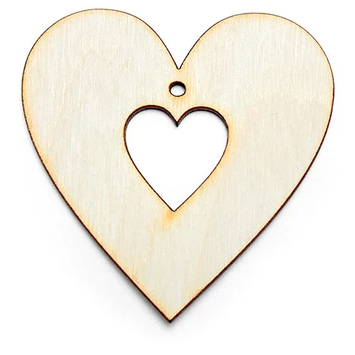  Leseni okraski za decoupage za obešanje - Srce (leseni proizvodi za)