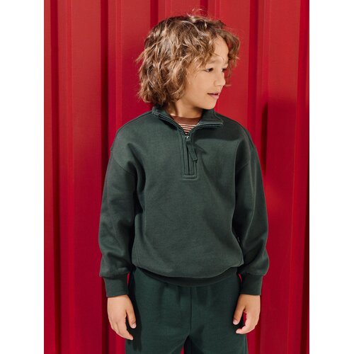 Sinsay Pamučna half-zip dukserica od fleece pletiva Slike