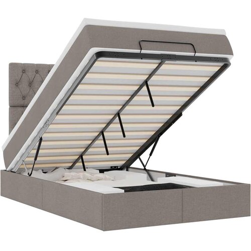 Maison Chic Otomanska Posteljni okvir - Dvoposteljna postelja - Zakonska postelja z vzmetnico &amp;amp; LEDs taupe 120x190 cm blago-J245, (21775734) Slike