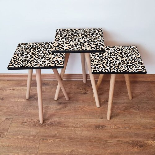Hanah home 3Shp152 - Black BlackWhiteSalmon Nesting Table (3 Pieces) Cene
