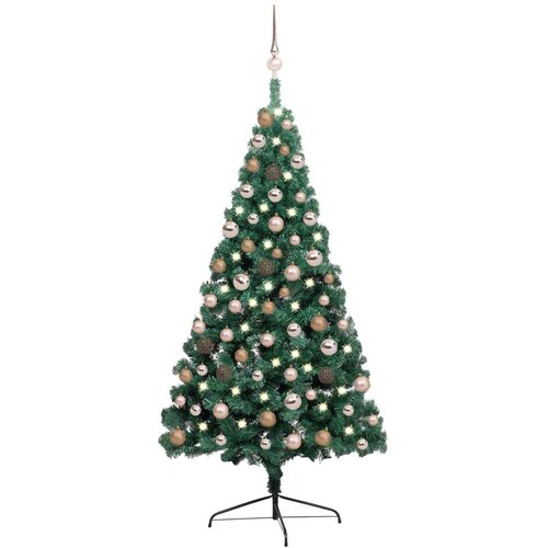  Umjetna polovica božićnog drvca LED s kuglicama zelena 150 cm Cijene