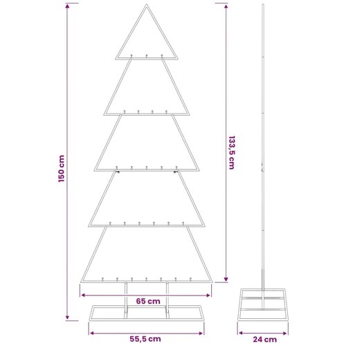  Metalno božićno drvce sa stalkom KUOPIO 150 cm Čelik Bijela - 150 cm Bijela bez LED svjetala Slike