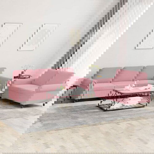 VidaXL Sedežna garnitura 2-delna z blazinami roza žamet Slike