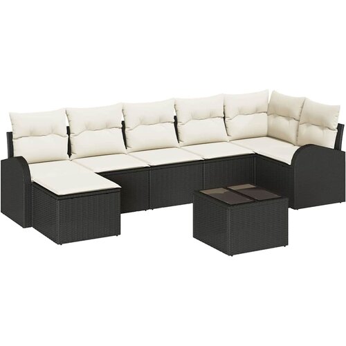 vidaXL Kavčna garnitura z blazino 8 pcs Črna poli ratan, (5000153272) Cene