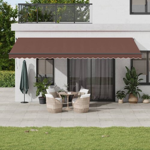 Tenda na ručno uvlačenje s LED svjetlima smeđa 600x350 cm Cijene