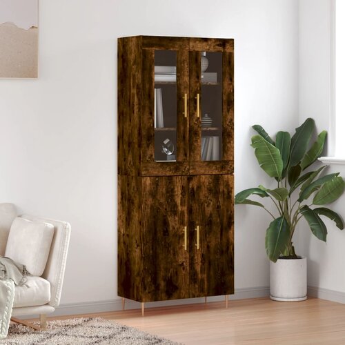 vidaXL Visoka komoda dimljeni hrast 69 5x34x180 cm konstruiranog drva Cene