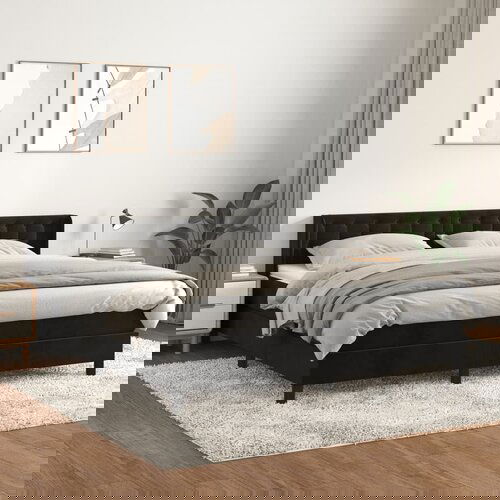 vidaXL Krevet s oprugama i madracem crni 160x200 cm baršunasti Cene