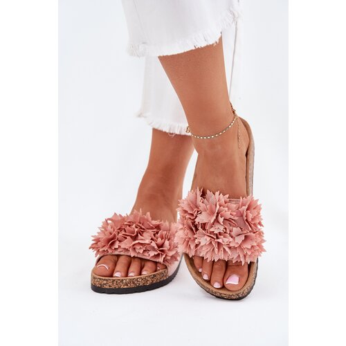 Boto Women's Cork Sole Slippers With Flowers Pink Ferenza Cijene