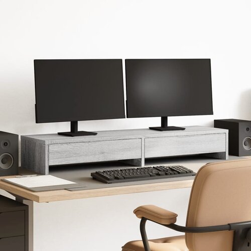 vidaXL Stalak za monitor s ladicama boja hrasta 100x27x15 cm drveni Cijene