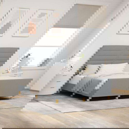  Postelja v svetlo sivi barvi, 140x200 cm, Tkanina, (22049294) Slike