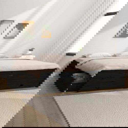 VidaXL Okvir za krevet s ladicama crni 135 x 190 cm 4FT6 bračni Slike