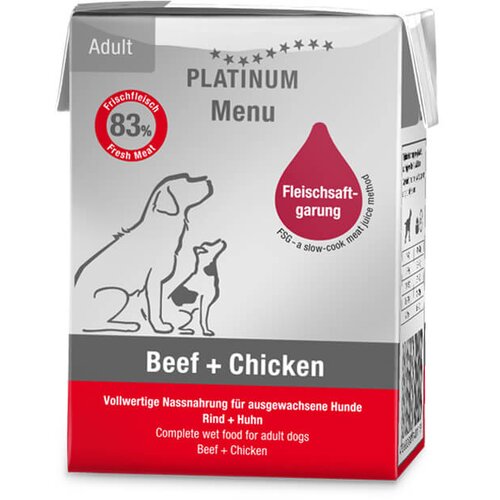 Platinum menu adult beef + chicken - vlažna hrana za pse sa govedinom i piletinom (90g, 185g, 375g) 185g Cene