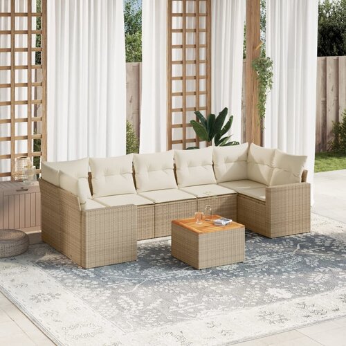 vidaXL 8-dijelni set vrtnih sofa od poliratana s jastucima bež Cijene