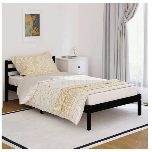  810424 Bed Frame Solid Wood Pine 100x200 cm Black