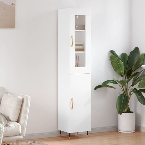 VidaXL Visoka omara bela 34,5x34x180 cm inženirski les Slike
