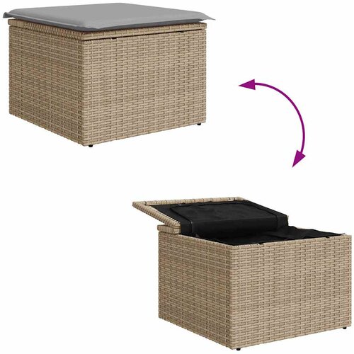  Sjedeća garnitura za vrt 7 kom. Bež i svijetlo siva poliratan 234 x 124 x 69 cm Slike