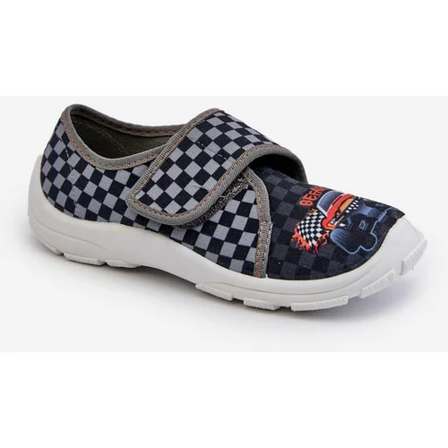 Kesi Comfortable boys' slippers with Velcro fastener Befado Grey