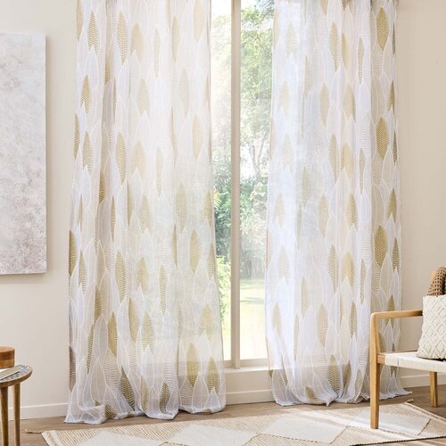 Douceur d int&amp;eacute;rieur Bež prozirna zavjesa od voila 140x240 cm Kim &amp;ndash; Slike
