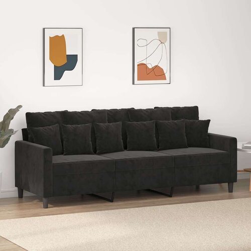  Kavč trosed črn 180 cm žamet Cene