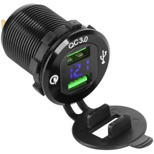  2xUSB auto punjač s funkcijom brzog punjenja i voltmetrom Slike