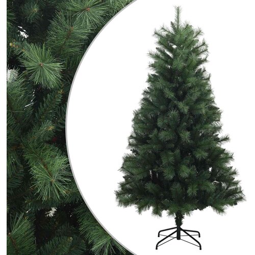  Umjetno božićno drvce s nogom 150 cm PVC i metal Zelena Slike