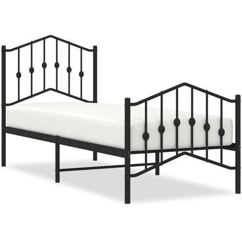 Maison Chic Kovinski Posteljni okvir - Enojna postelja - Postelja za odrasle z vzglavjem in vznožjem&amp;nbsp;črn 75x190 cm, (21696000) Slike