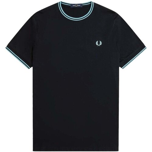 Fred Perry Twin Tipped T-Shirt Navy/Mint Blue Plava Slike