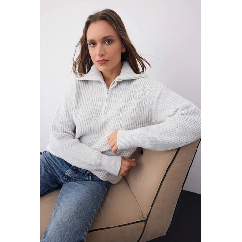 TRENDYOLMILLA ženski duks Twoaw26Kz001800, Svetlo Siva-Gray Cene