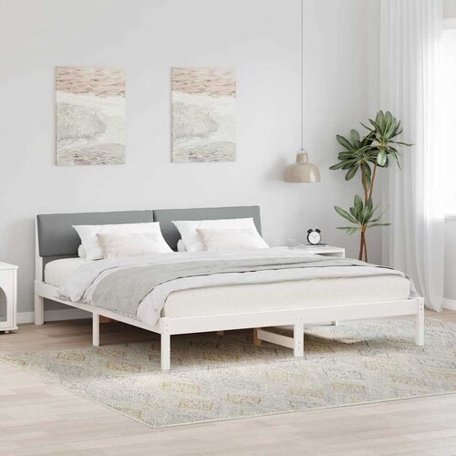  Okvir kreveta s uzglavljem Bijela i svijetlosiva 200 x 200 cm Cene