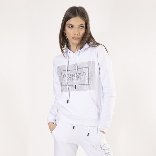 SCERVINO STREET ženski duks sa kapuljačom i cirkonima beli Slike