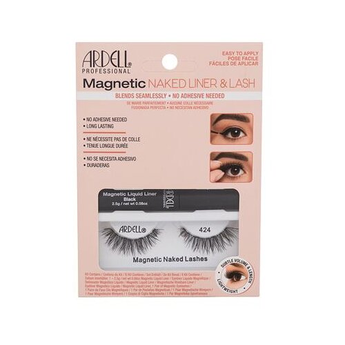 Ardell Magnetic Naked Lashes 424 nijansa Black darovni set umjetne trepavice Magnetic Naked Lashes 424 1 kom + tekući eyeliner Magnetic Liquid Liner 2,5 g Black Slike