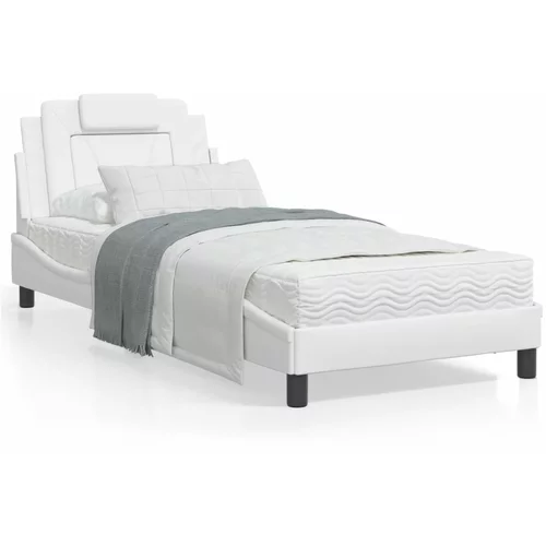  Okvir kreveta s LED svjetlima bijeli 90 x 190 cm umjetna koža