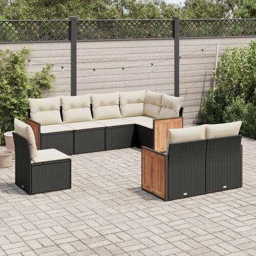 vidaXL 8-dijelni set vrtnih sofa od poliratana s jastucima crni Cijene