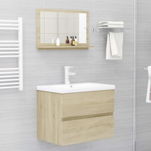  Kupaonsko ogledalo boja hrasta 60x10,5x37 cm konstruirano drvo Slike